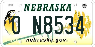 NE license plate 0N8534