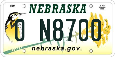 NE license plate 0N8700