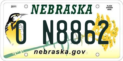NE license plate 0N8862