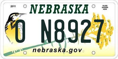 NE license plate 0N8927