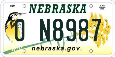 NE license plate 0N8987