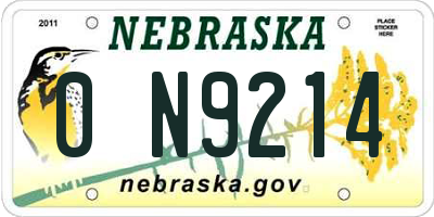 NE license plate 0N9214