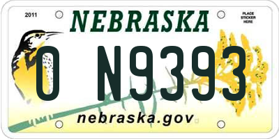 NE license plate 0N9393