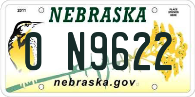 NE license plate 0N9622