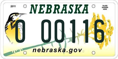 NE license plate 0O0116