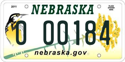 NE license plate 0O0184