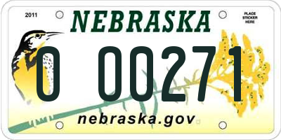 NE license plate 0O0271