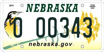 NE license plate 0O0343
