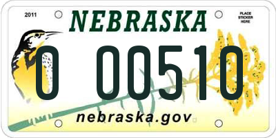 NE license plate 0O0510