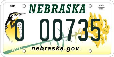 NE license plate 0O0735