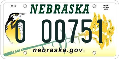 NE license plate 0O0751