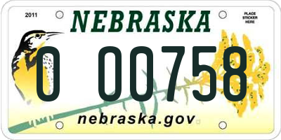 NE license plate 0O0758