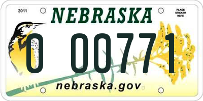 NE license plate 0O0771