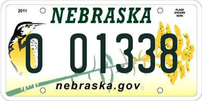 NE license plate 0O1338