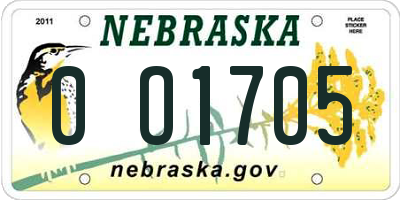 NE license plate 0O1705