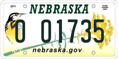 NE license plate 0O1735