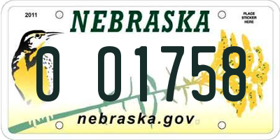 NE license plate 0O1758