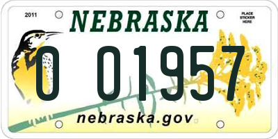 NE license plate 0O1957