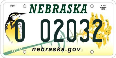 NE license plate 0O2032