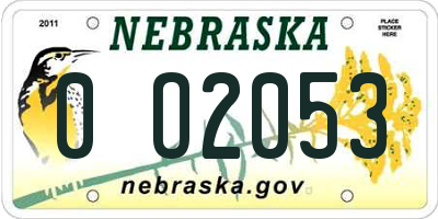 NE license plate 0O2053