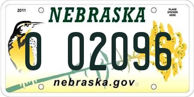 NE license plate 0O2096