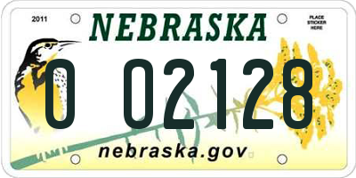 NE license plate 0O2128