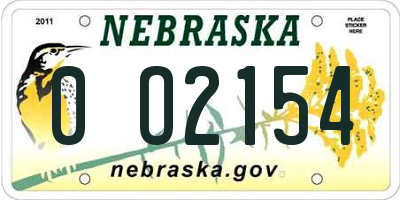 NE license plate 0O2154