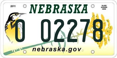 NE license plate 0O2278