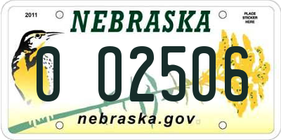 NE license plate 0O2506