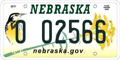 NE license plate 0O2566