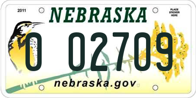 NE license plate 0O2709