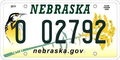 NE license plate 0O2792