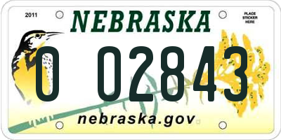 NE license plate 0O2843