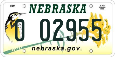 NE license plate 0O2955