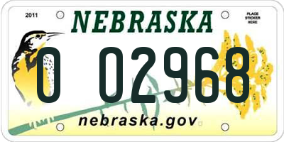 NE license plate 0O2968