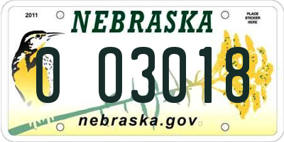 NE license plate 0O3018