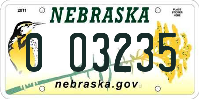 NE license plate 0O3235