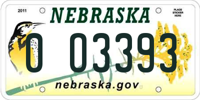NE license plate 0O3393