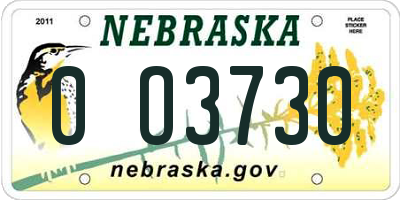 NE license plate 0O3730