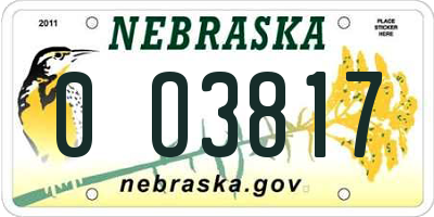 NE license plate 0O3817