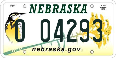 NE license plate 0O4293