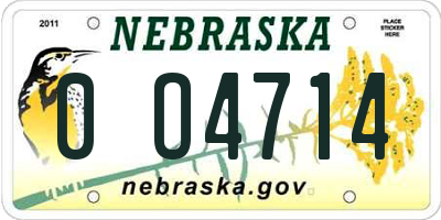 NE license plate 0O4714