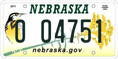NE license plate 0O4751