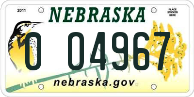 NE license plate 0O4967
