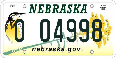 NE license plate 0O4998