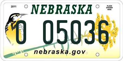 NE license plate 0O5036