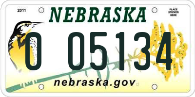 NE license plate 0O5134