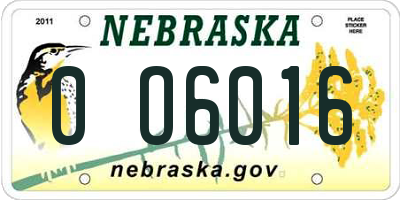 NE license plate 0O6016