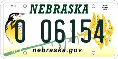 NE license plate 0O6154
