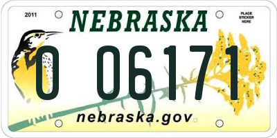 NE license plate 0O6171